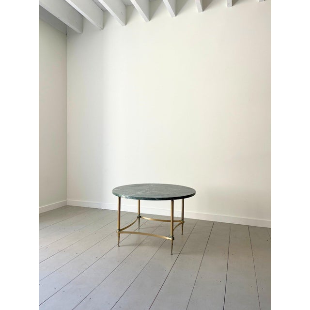 Italian Circular Green Marble Top Coffee Table from Maison Jansen, 1960s For Sale - Image 6 of 15