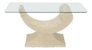 Tessellated Stone Organic Shape Base Rectangular Sofa Console Table