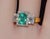 Mid-Century Modern Certified Natural 2.14cts Emerald vs F Diamond 18k Solid Gold Three Stone Halo Ring, Size 6.5 For Sale - Image 3 of 14