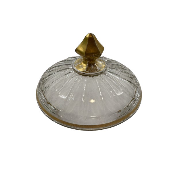Mid 20th Century Mid Century Modern Heisey Gold-Rimmed Lidded Pedestal Candy Dish For Sale - Image 15 of 18