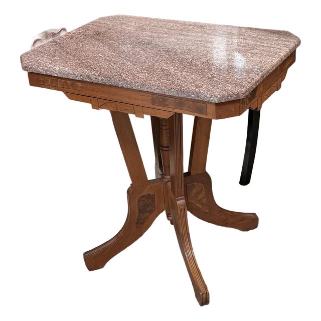 Victorian Parlour Table With Marble Top, Antique For Sale