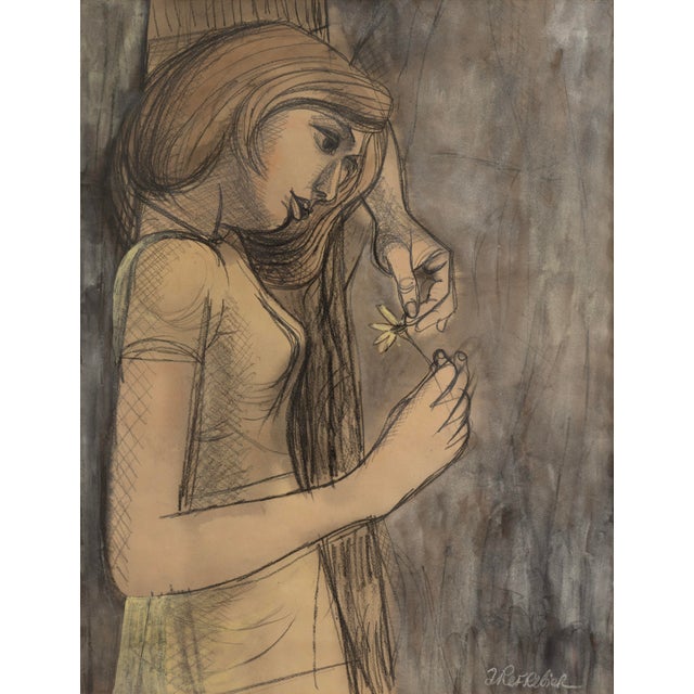 Mid 20th Century Anton Refregier (1905-1979) Dreaming Signed Charcoal Drawing Mid-Century Modern For Sale - Image 5 of 7