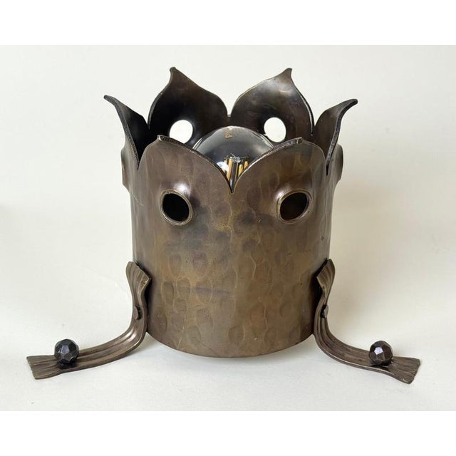 Hand-Hammered Brass Ceiling Light, 1960s For Sale - Image 3 of 18