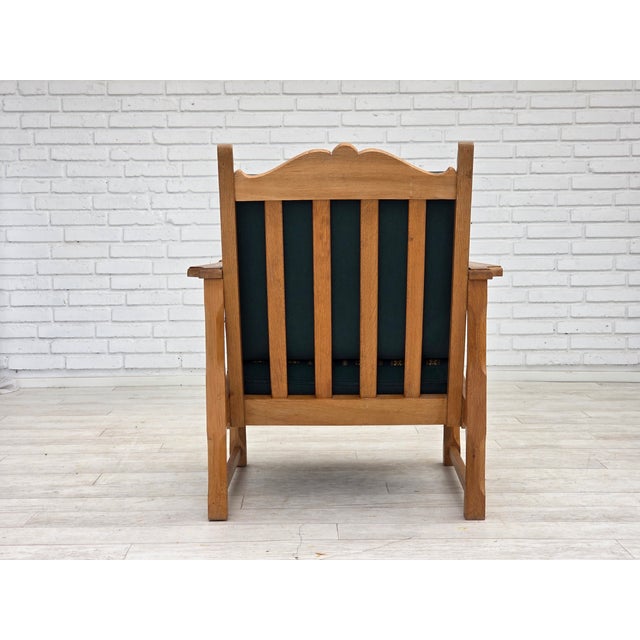 Scandinavian Lounge Chair in Green Wool and Oak, 1970s For Sale - Image 12 of 18