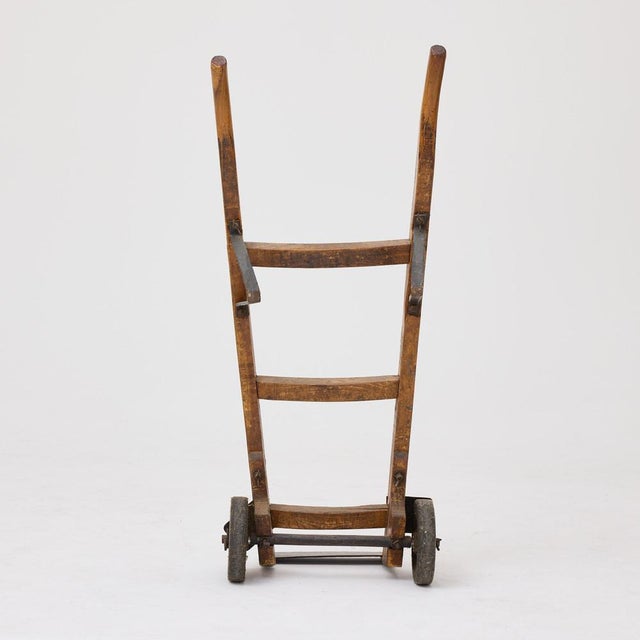 Vintage Industrial Wood and Iron Hand Truck, 1930s For Sale - Image 9 of 14
