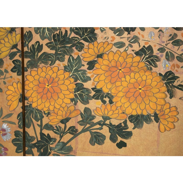 "Roman Chamomile" by Lake Chun, 1970s Showa Era Japanese Painted Byobu Screen For Sale - Image 12 of 18