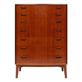 Vintage Danish Mid-Century Teak Seven-Drawer Tallboy Dresser 1960s For Sale