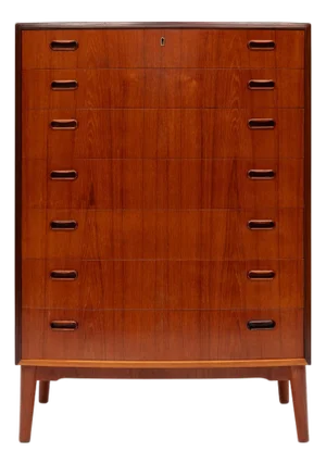 Vintage Danish Mid-Century Teak Seven-Drawer Tallboy Dresser 1960s