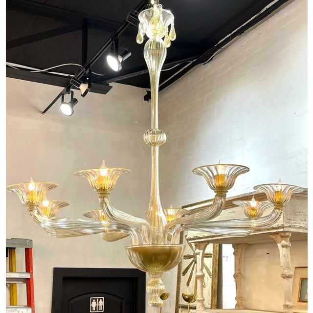 Modern Gold Murano Glass Chandelier For Sale - Image 10 of 10