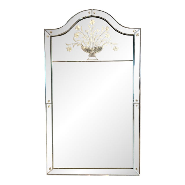 Antique Venetian Engraved Neoclassical Wall Mirror For Sale