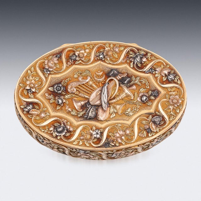 Antique Continental 3-Colour Gold Snuff Box, 1800s For Sale - Image 9 of 18