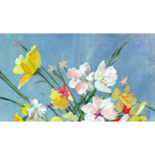 Late 20th Century Vibrant Spring Bulb Still Life in Oil on Canvas For Sale - Image 5 of 7