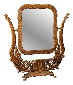 Art Nouveau French Cheval Mirror in Beech Wood, 1960s