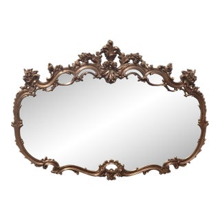Vintage Italian French Rococo Louis XVI Gold Ornate Wall Mantle Mirror For Sale