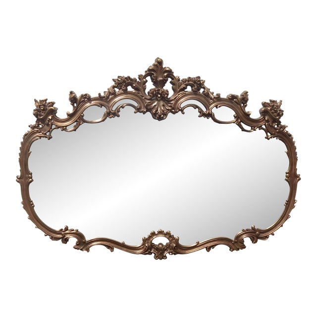 Vintage Italian French Rococo Louis XVI Gold Ornate Wall Mantle Mirror For Sale
