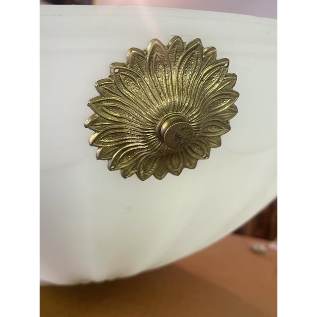 Metal 20th Century Art Nouveau Moonstone Plafonnier Pendant Light For Sale - Image 7 of 11