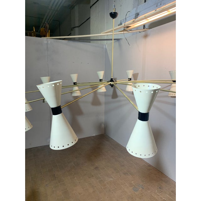 Metal 12-Arm Chandelier from Stilnovo, Milan, Italy, 1950s For Sale - Image 7 of 13