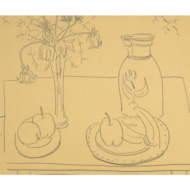 Mid 20th Century Vintage Mid Century Modernist Floral Still Life Drawing by Achillo Sullo C. 1950s For Sale - Image 5 of 8
