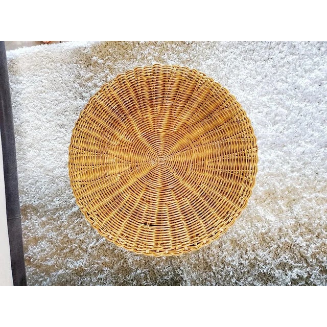 Brown Round Rattan Ottoman, Vintage For Sale - Image 8 of 11