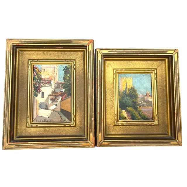 Felipe Gil Gallango, Spanish, 1868-1938, Pair of Landscapes This exquisite pair of oil-on-board landscape paintings by...