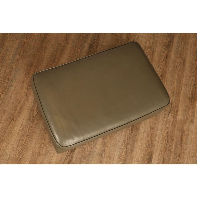 Ethan Allen Ethan Allen Traditional Leather Ottoman For Sale - Image 4 of 18