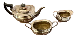 Antique Edwardian Quality Silver Plated Tea Set, 1900s, Set of 3