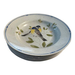 1980s Fitz& Floyd "Ouiseau" Rimmed Pasta Bowls. Set of 5 For Sale