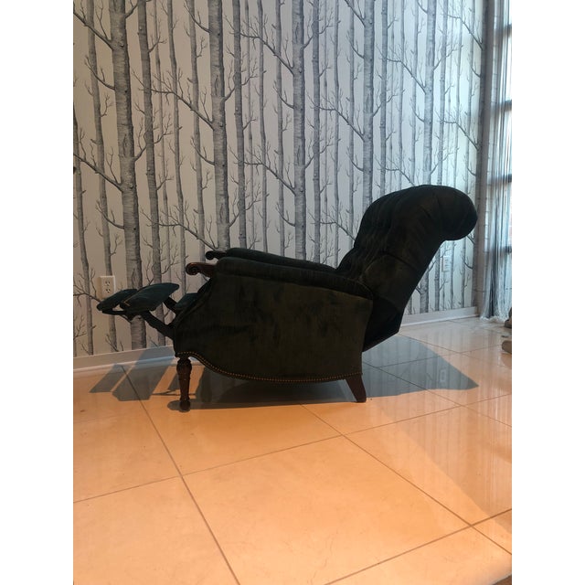 Contemporary Motioncraft Texture Teal Velvet Recliner Chairish