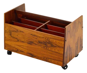 Rolf Hesland Rosewood Rolling Record/Magazine Caddy by Bruksbo