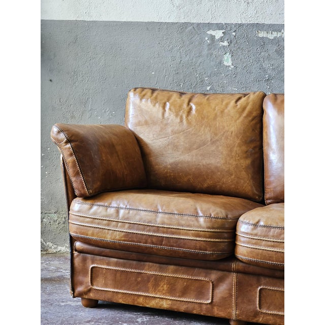 Animal Skin Brown Leather Sofa from Roche Bobois, 1980s For Sale - Image 7 of 11