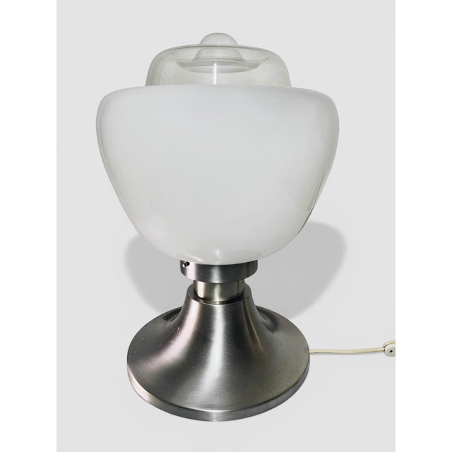 Silver Murano Glass Table Lamp, Italy, 1970s For Sale - Image 8 of 8