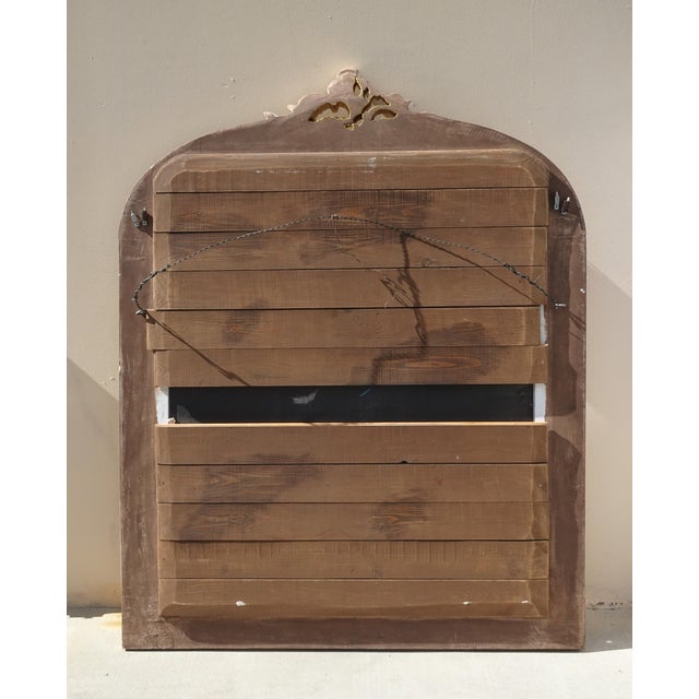 Antique French Louis XVI Baroque Style Solid Wood Gold & White Rustic Mirror For Sale - Image 18 of 18