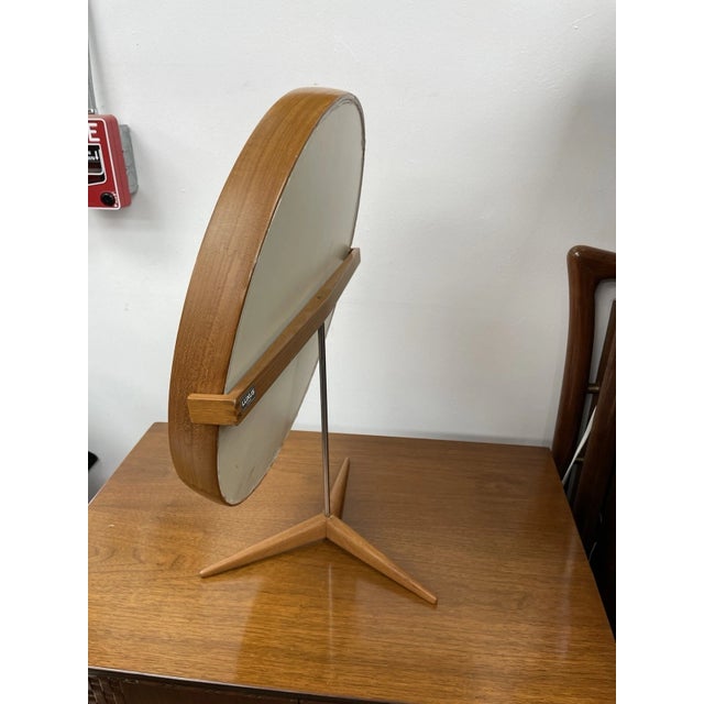 Brown Mid Century Modern Teak Table Mirror, Made in Sweden by Luxus, Vittsjö, Uno & Östen Kristiansson For Sale - Image 8 of 8