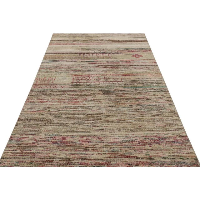1950s Vintage Distressed Abstract Rug With Vibrant Polychromatic Striae - Rug & Kilim For Sale - Image 5 of 8