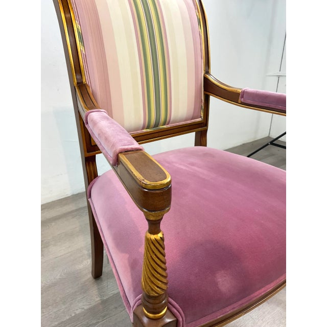 Purple Karges Empire Style Orchid Velvet Dining Arm Chairs For Sale - Image 8 of 9