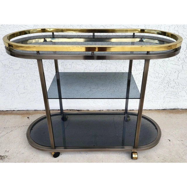 Silver MCM Bar Cart Rolling by Design Institute of America Dia For Sale - Image 8 of 17