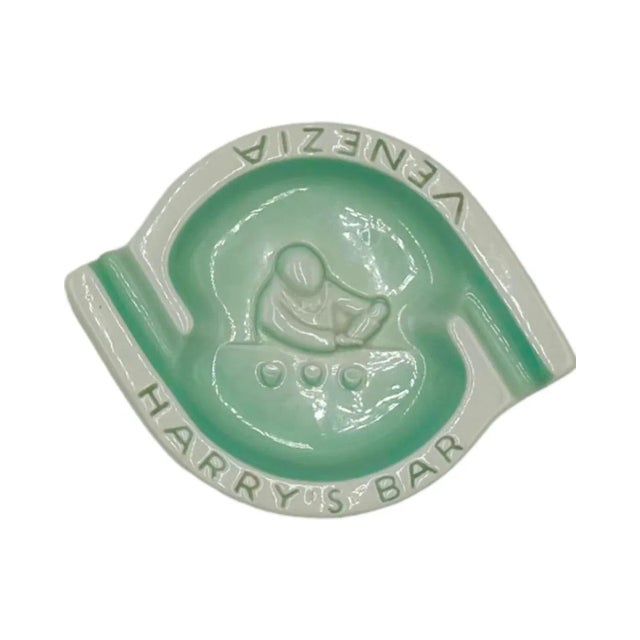 Vintage Harry's Bar Venezia Italy Ashtray Mint Green Ceramic Dish For Sale - Image 12 of 12