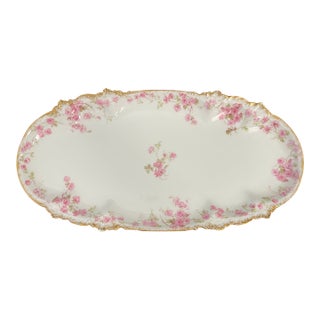 Antique Charles Field Haviland Celery Dish With Gold Accents For Sale