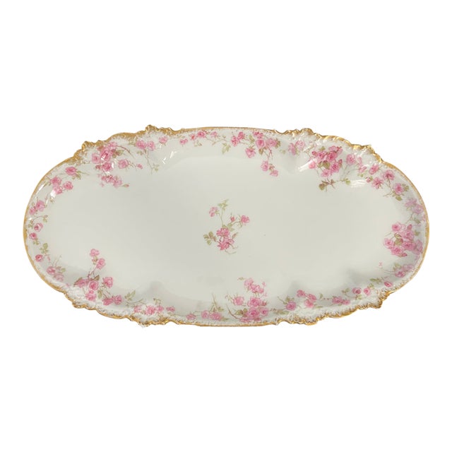 Antique Charles Field Haviland Celery Dish With Gold Accents For Sale