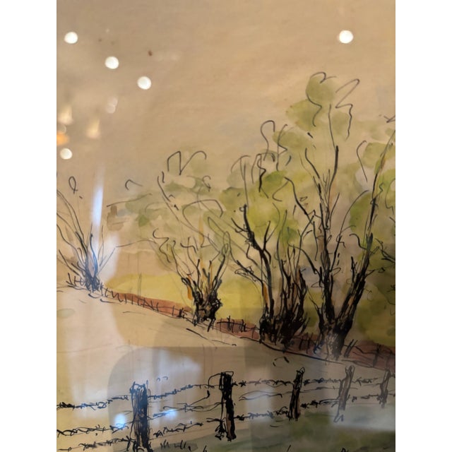 1940s Vintage French Watercolor Drawing 1942 For Sale - Image 5 of 5