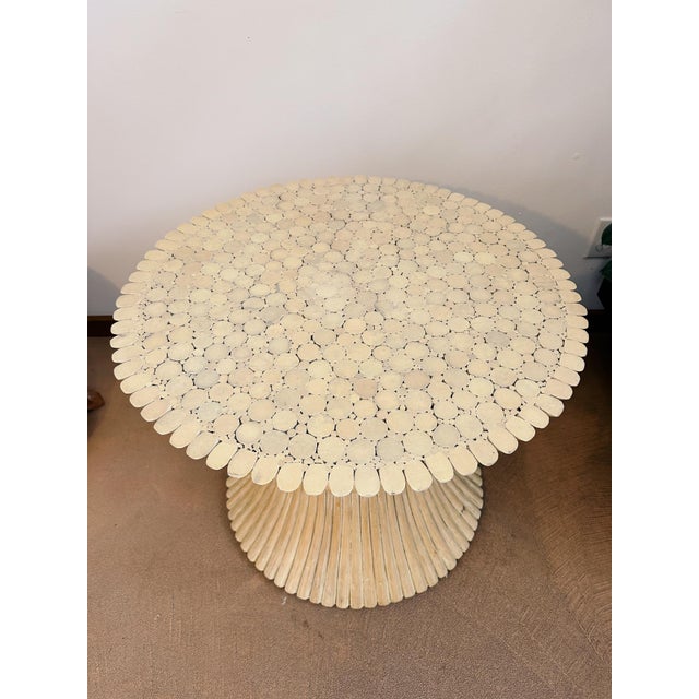 Contemporary 1970s 'Sheaf of Wheat' Stacked Rattan End Table Attributed to McGuire For Sale - Image 3 of 11