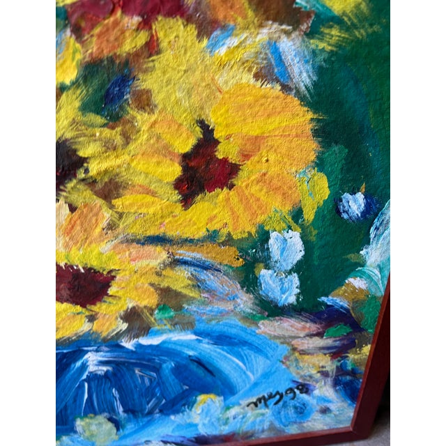 Signed and Framed Vintage Sunflower Painting For Sale In Atlanta - Image 6 of 6