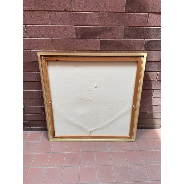Wood Vintage 1970s Boho California Textured Floral Art Painting - Signed by Carlson For Sale - Image 7 of 9