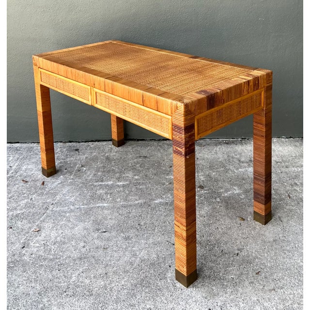 Vintage Rattan Writing Desk After Bielecky Brothers For Sale - Image 12 of 12