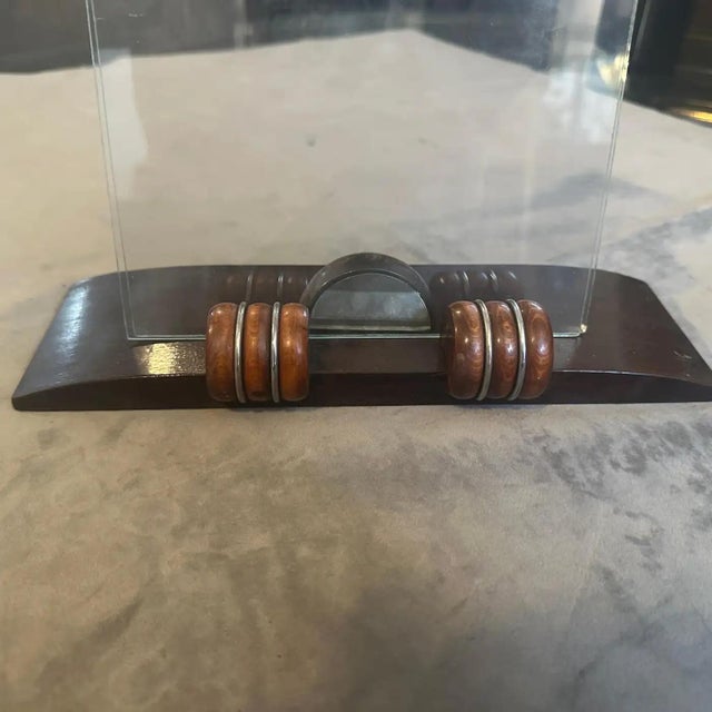 An Elegant 1930s Wood and Chromed Metal French Picture Frame For Sale - Image 13 of 16