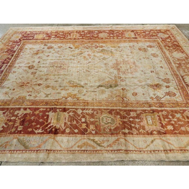 Early 20th Century Galerie Shabab Collection Early 20th Century Turkish Oushak Room Size Carpet For Sale - Image 5 of 7