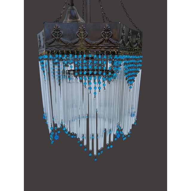 Beautiful and traditional Portuguese chandelier. Brass structure glass beads Up to 250V (Europe/UK Standard).The wiring of...