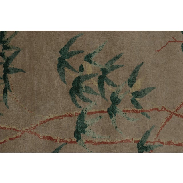 Rug & Kilim Chinese Style Art Deco Rug in Beige with Green & Blue Florals - 10'x14' For Sale In New York - Image 6 of 8