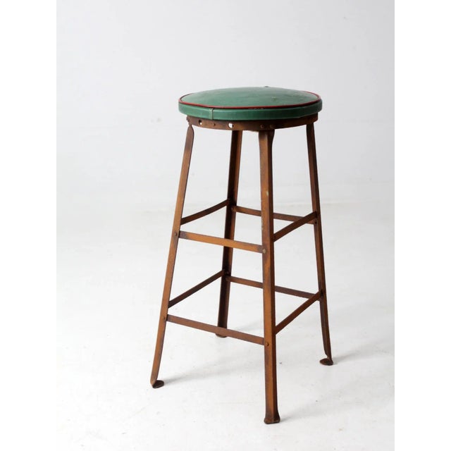 Green Vintage Industrial Stool For Sale - Image 8 of 11