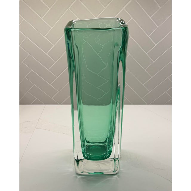 A striking wide tower vase from Global Views, handcrafted in Poland from thick, hand-blown art glass. This sculptural...